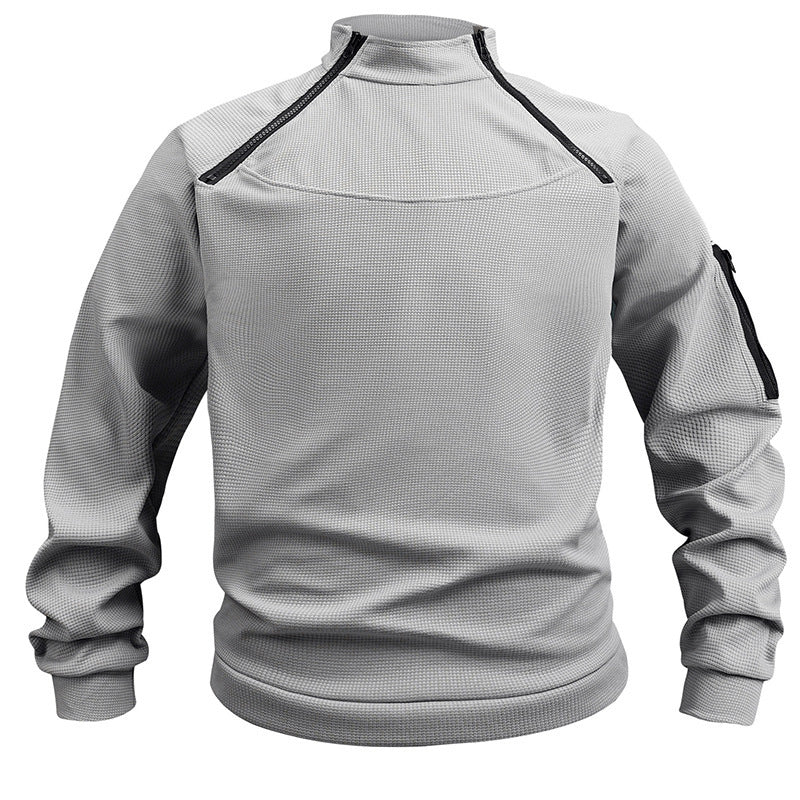 Stand Collar Men's Sweater Warm And Loose Solid Color Clothing