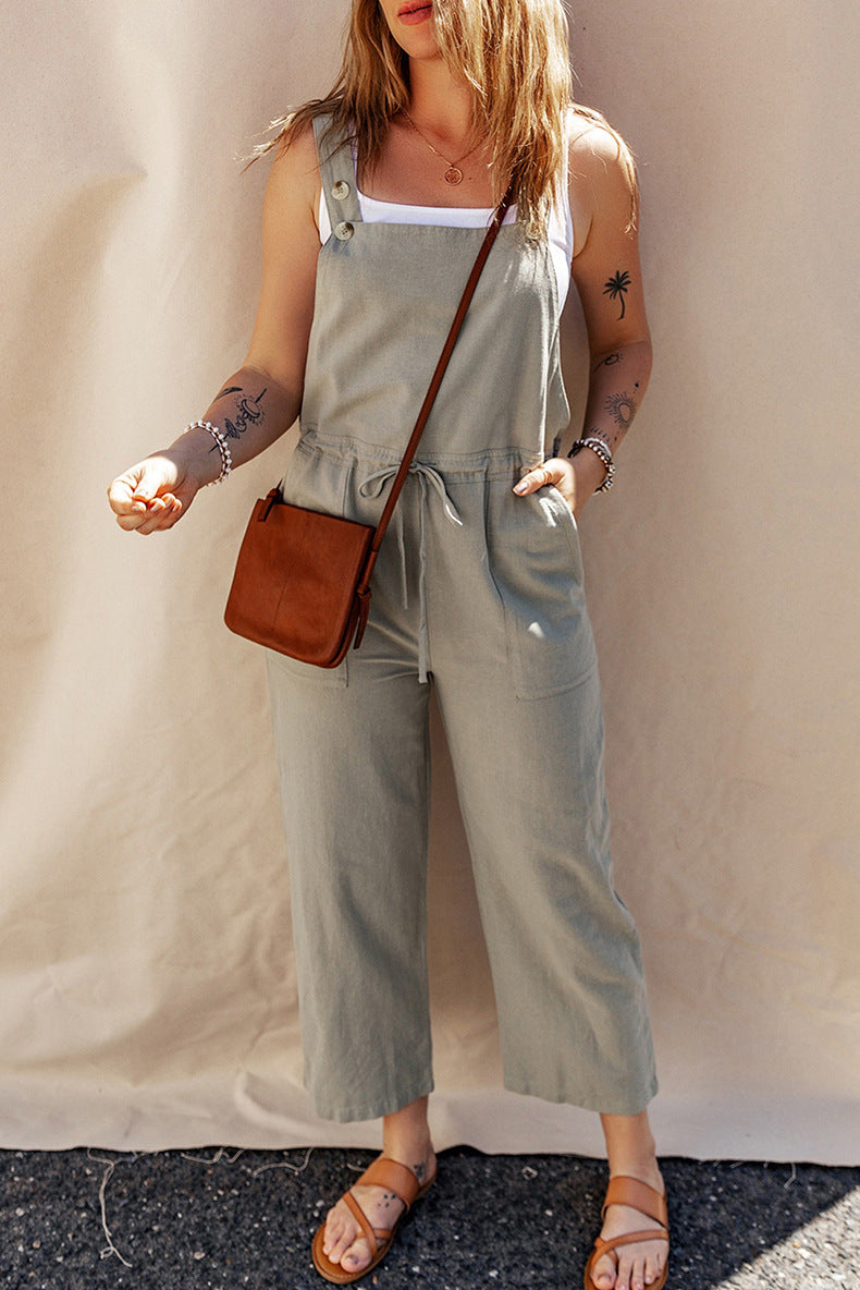 Solid Color Camisole Jumpsuit Loose Sleeveless