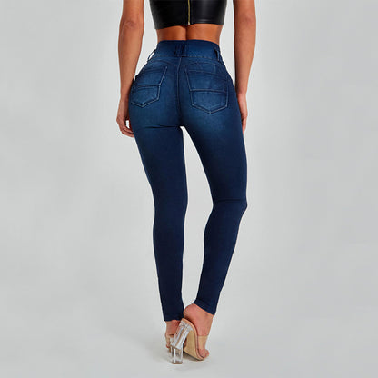 Damen Jeans mit hoher Taille, Skinny-Hose,