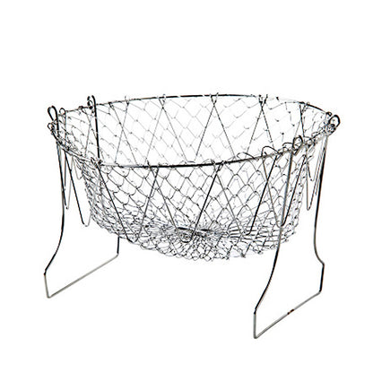 Stainless Steel Deep-fried Large Noodle Kitchen French Fries Tools Drain Basket Household Leak Net Spoon Folding Filter