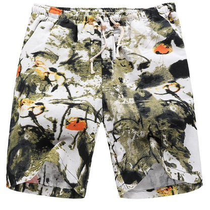 Shorts mit Leinen Druck