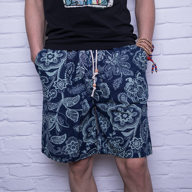 Shorts mit Leinen Druck