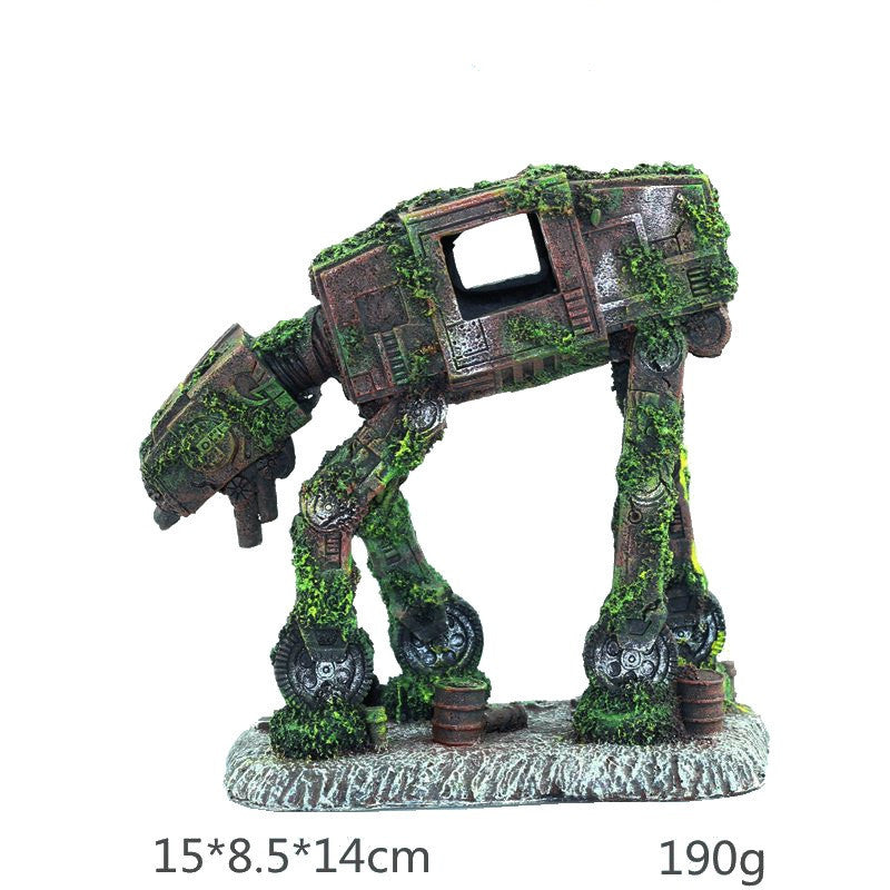 Aquarium Landscaping Autobot Robot Dog Resin Crafts