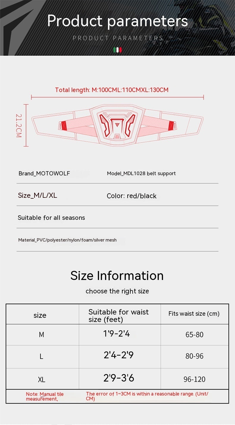 Motorrad für Schutzausrüstung Taille