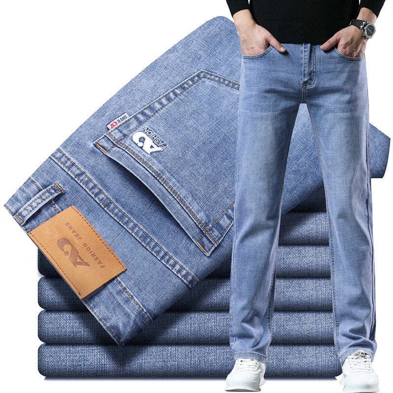 Spring Summer Clothes Straight All-matching Light Business Casual Stretch Men's Denim Trousers