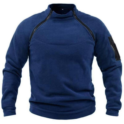 Stand Collar Men's Sweater Warm And Loose Solid Color Clothing