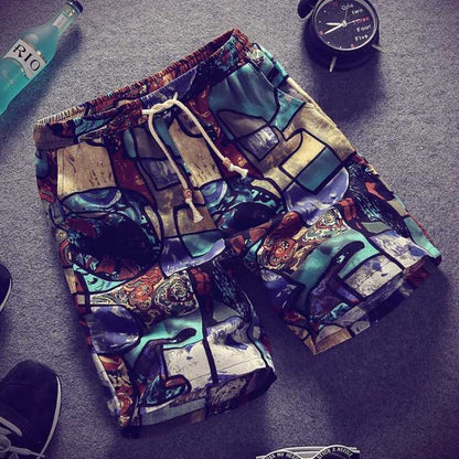 Shorts mit Leinen Druck