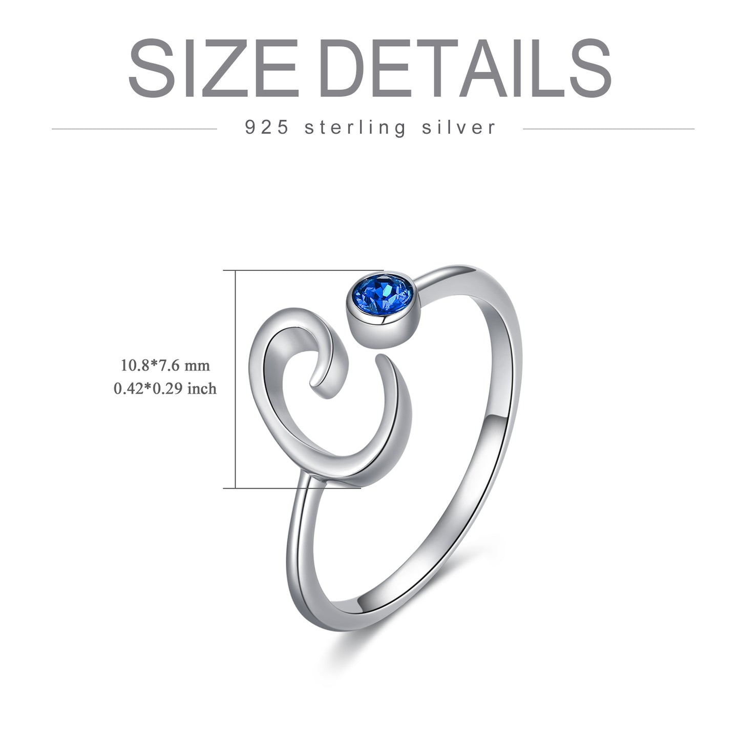 M initial ring in 925 silver 