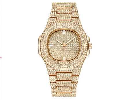 Mens Watches Luxury Brand Fashion Diamond Date Quartz Watch