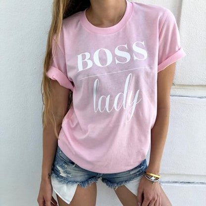 Summer Fashion Women Casual Letter Printed T-shirt Tops Lady Tee Printed Short Sleeve Tops