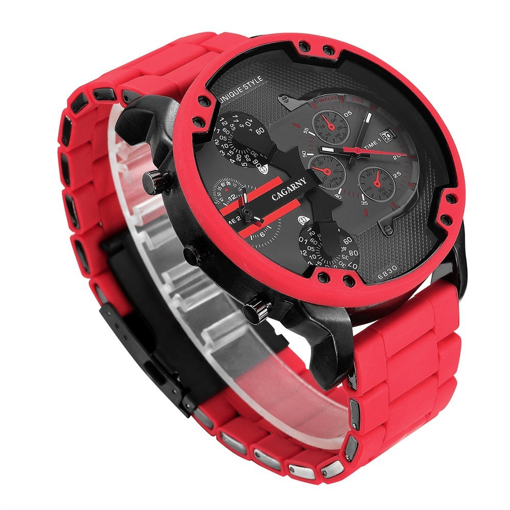 Rubber Steel Band Sports Dual Movement Watch