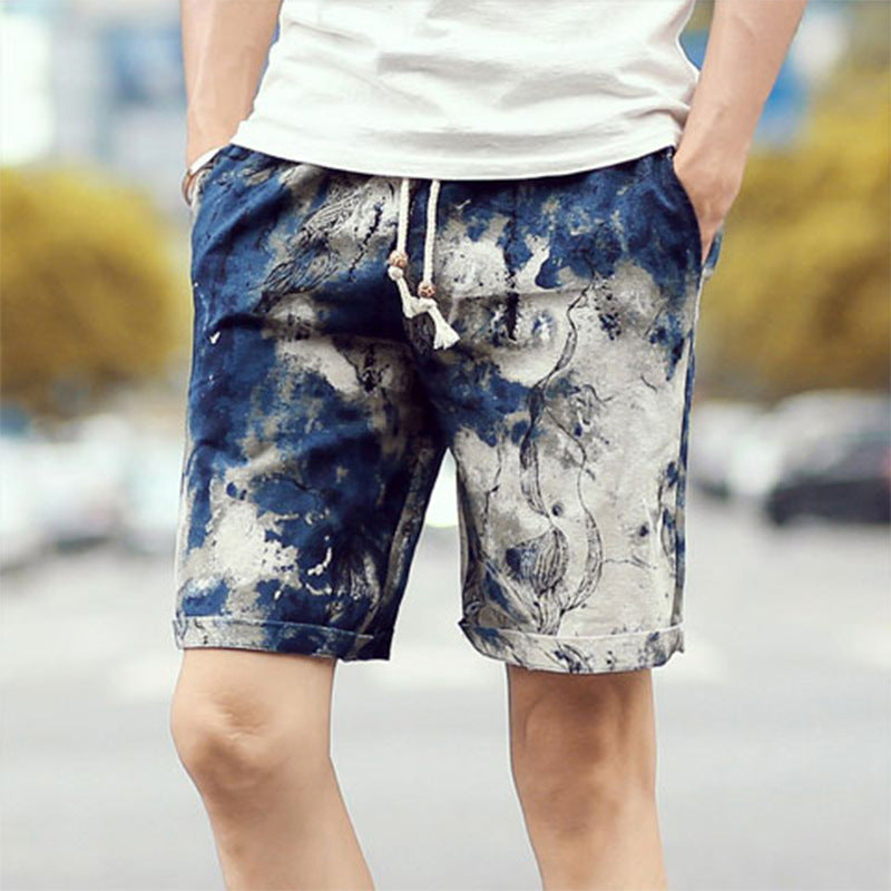 Shorts mit Leinen Druck