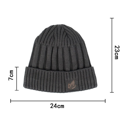 Velvet Short Cuffed Pullover Knitted Beanie Hat