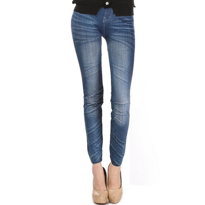 Skinny nine-point denim leggings