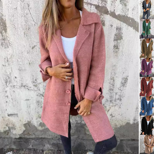 Einreihiger Cardigan mit Revers und Taschen