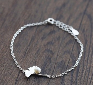 S925 silver ginkgo leaf bracelet 