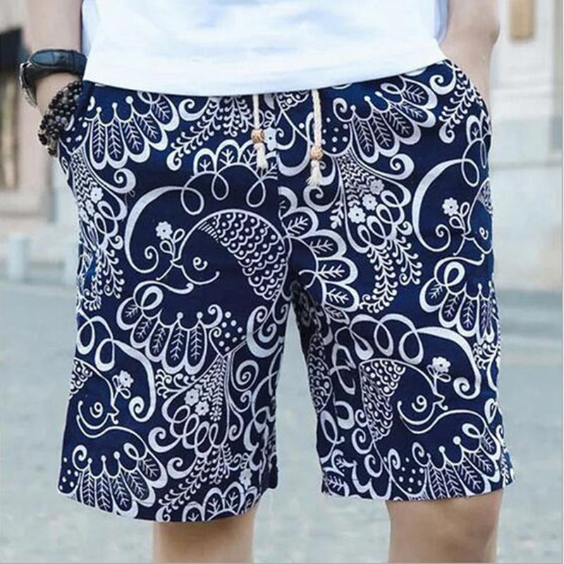 Shorts mit Leinen Druck