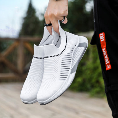 Fashion Mesh Sock Shoes With Striped Design Men Outdoor Breathable Slip-on Sneakers Csuale Lightweight Running Sports Shoes