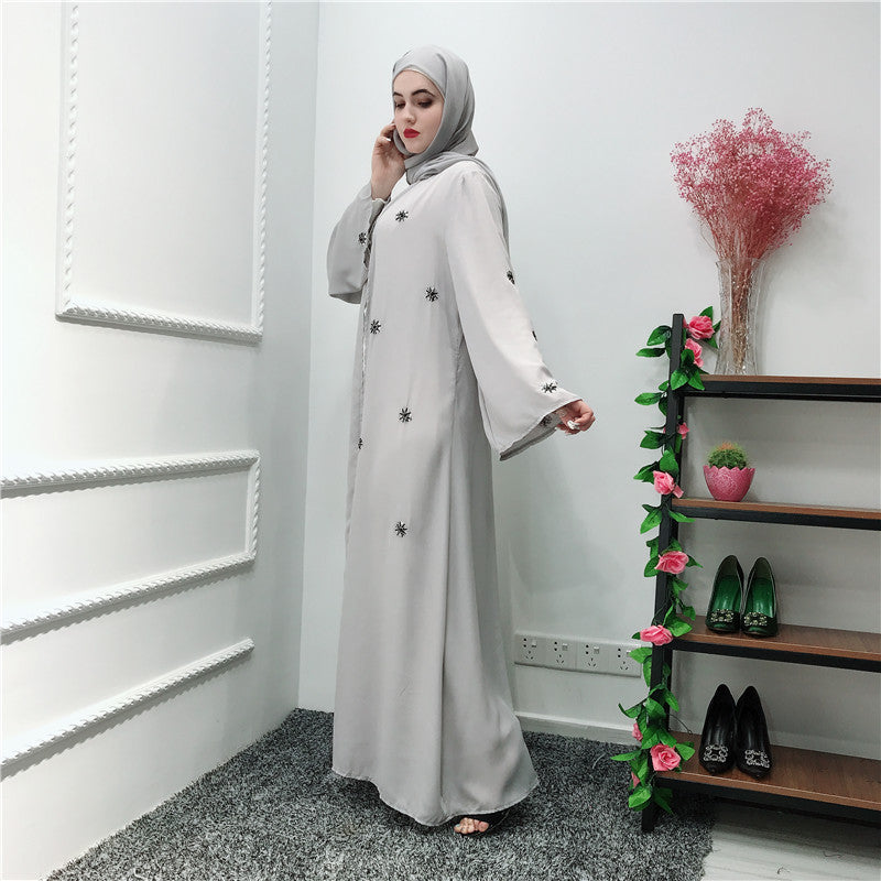 Besticktes islamisches Cardigan-Gewandkleid