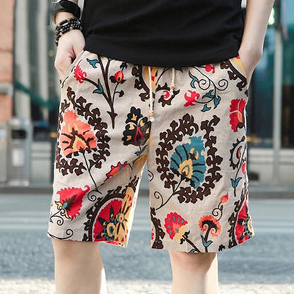 Shorts mit Leinen Druck