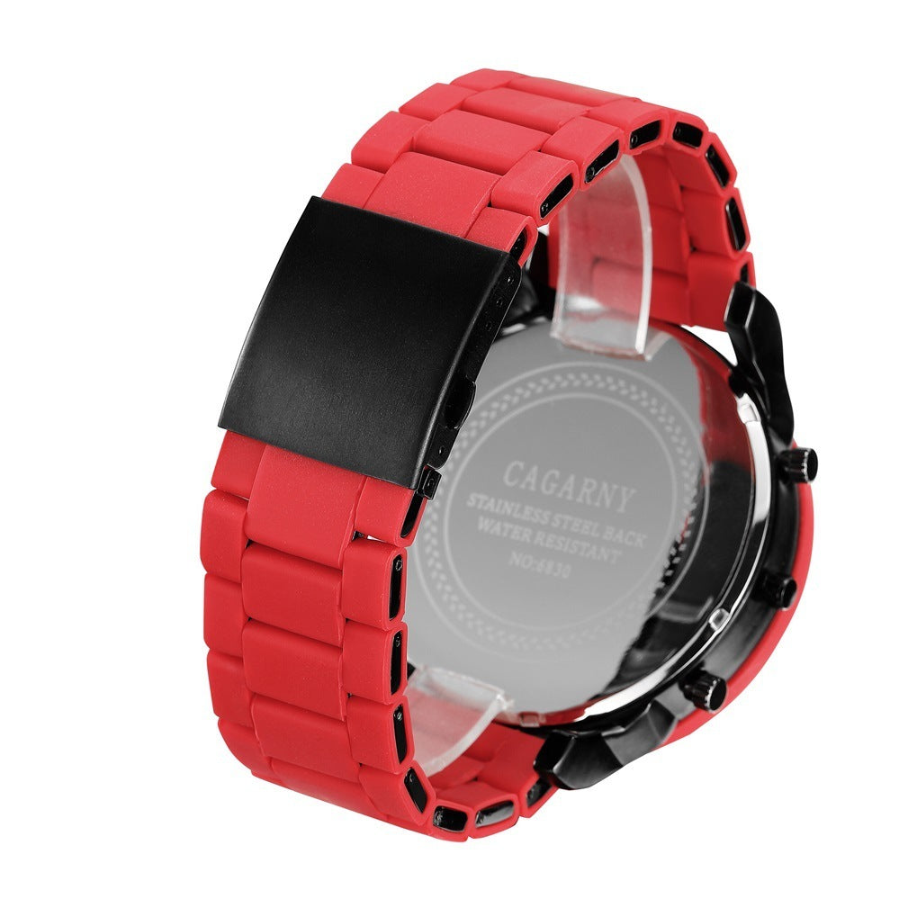 Rubber Steel Band Sports Dual Movement Watch