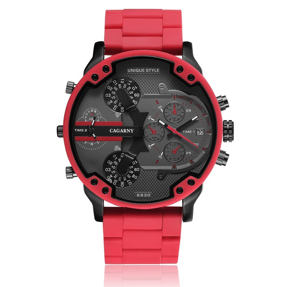 Rubber Steel Band Sports Dual Movement Watch