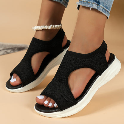 Damen Flyknit Sandalen Hohl Peep-Toe Römerschuhe