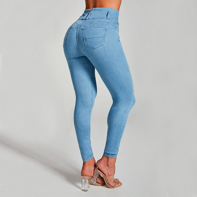 Damen Jeans mit hoher Taille, Skinny-Hose,