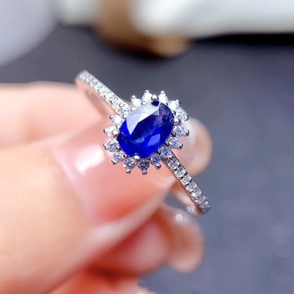 Natural Sapphire Stone Ring S925