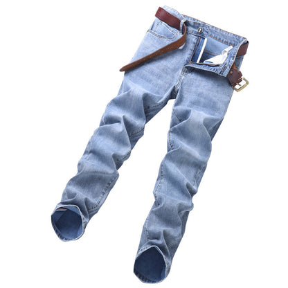 Spring Summer Clothes Straight All-matching Light Business Casual Stretch Men's Denim Trousers