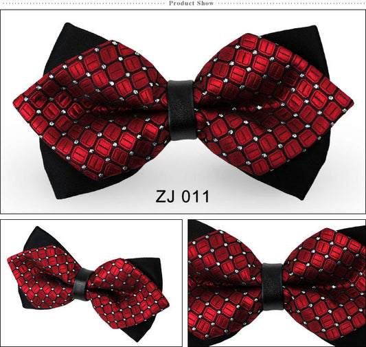 Men's casual Plaid pointed corner Korean British bow tie