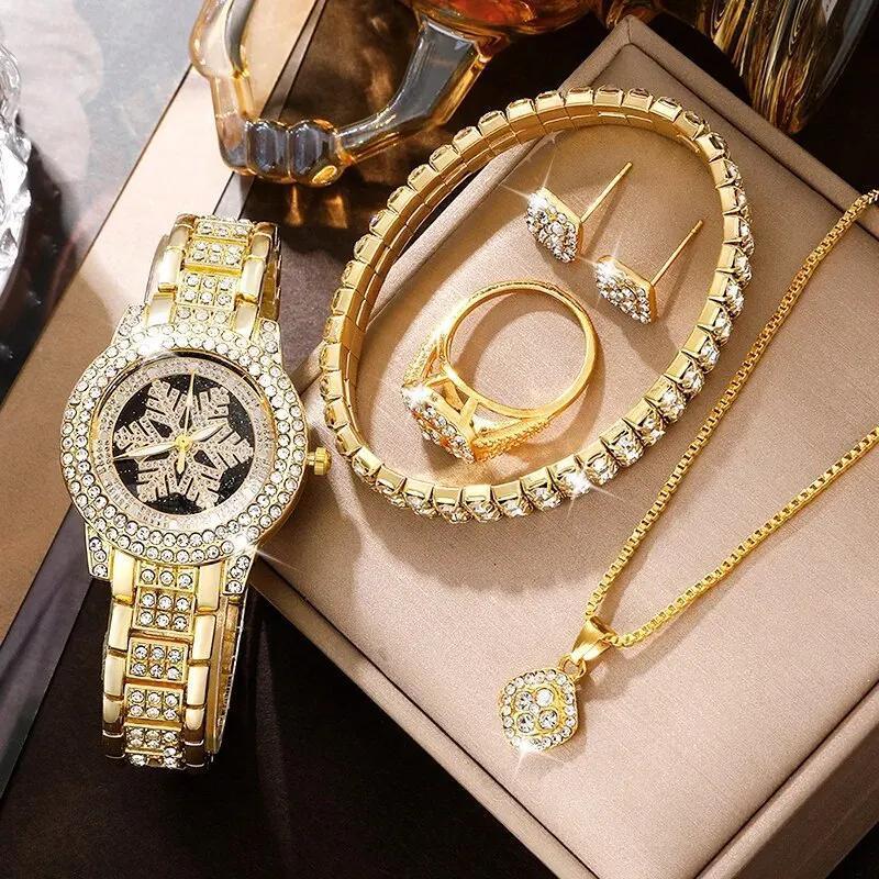 Luxus Rhinestone Schmuck Fünfteiliges Set