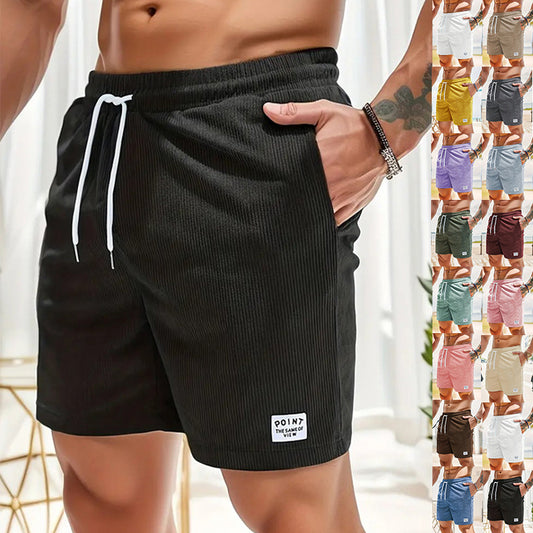 Shorts mit Kordelzug und Schnürung für den Sommer, aus Cord, kurze Sporthose für Herren