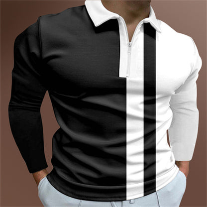 Herren-POLO-Shirt, gestreift, bedruckt, kurzärmelig, T-Shirt mit Revers