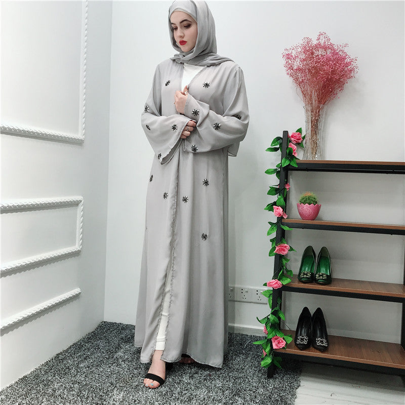 Besticktes islamisches Cardigan-Gewandkleid