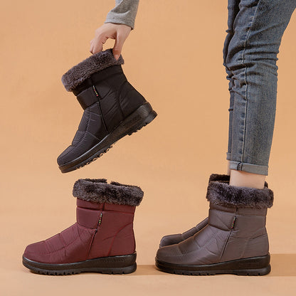 Winter-Schneestiefel, warme Winterschuhe für Damen, Stiefel mit niedrigem Absatz