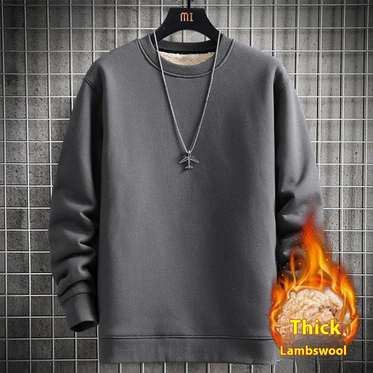 Men's Warm Lambskin Round Neck Hoodie