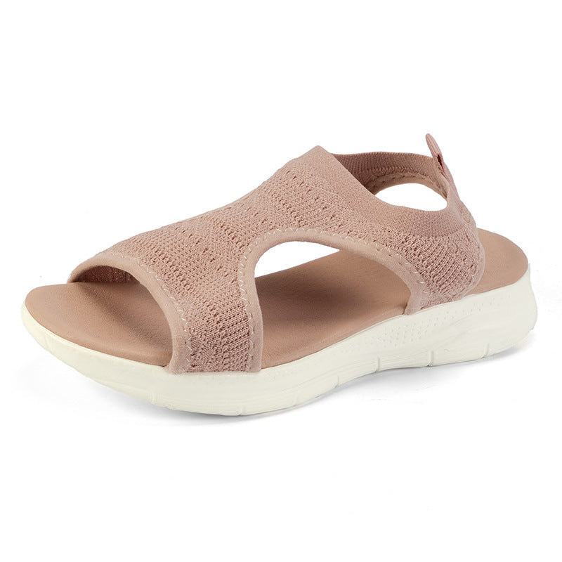 Damen Flyknit Sandalen Hohl Peep-Toe Römerschuhe