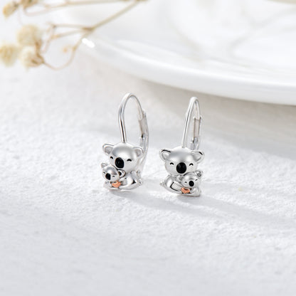 Koala Earrings for Girls Women Cute Mother Daughter Koala Stud Earrings Sterling Silver Dangle Jewelry