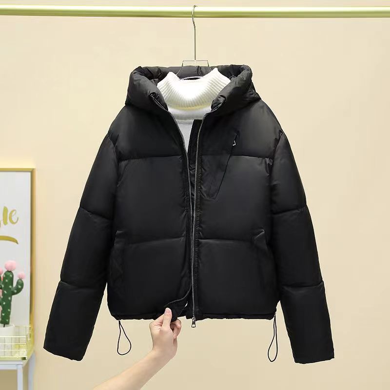 Short Solid Color For Women With Pocket Coat Thick Warm Cotton-padded Jacket