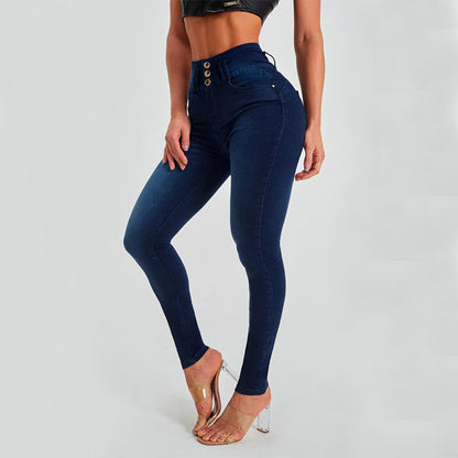 Damen Jeans mit hoher Taille, Skinny-Hose,