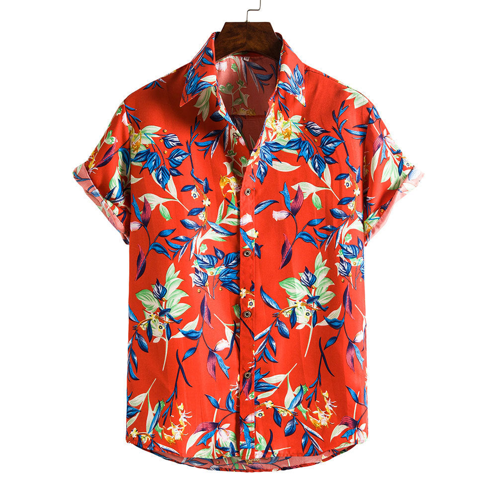 Männer der Kurzen ärmeln Casual Urlaub Floral Shirt