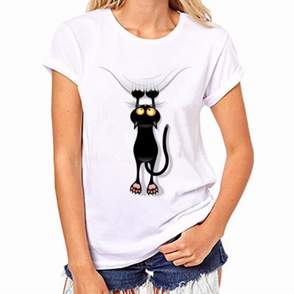 Schwarze katze damen T-shirt