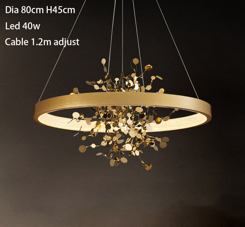 All Copper Living Room Pendant Lamp Modern Luxury Creative Circle Simple