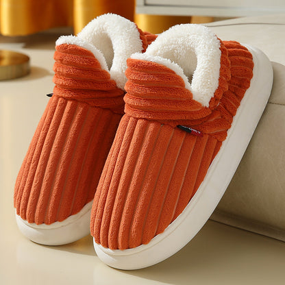 Men Winter New Women Cotton Slippers Outdoor Fashion Couple Slippers Warm Indoor Bedroom Cotton Plush Shoes Fleece Fluffy