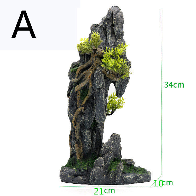 Cylindrical Resin Rockery Ornaments For Aquarium Landscaping Rockery