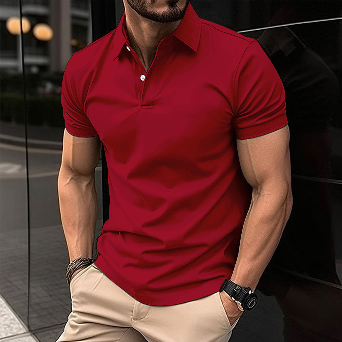 Sommer POLO Button Einfarbiges Herren Sport POLO Shirt