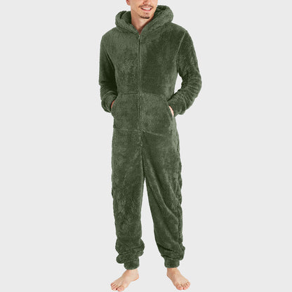 Herrenmode-Thermo-Plüsch-Overall mit Reißverschluss, Thermo-Pyjama