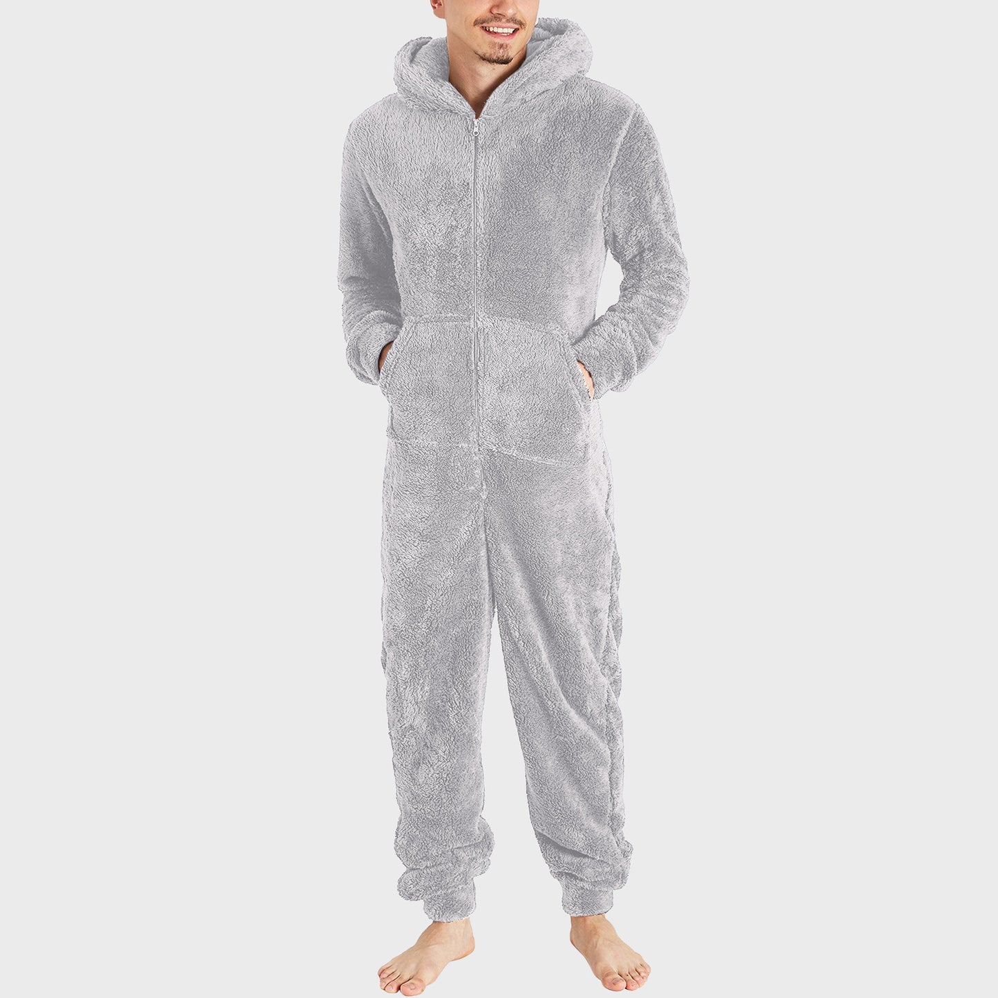 Herrenmode-Thermo-Plüsch-Overall mit Reißverschluss, Thermo-Pyjama