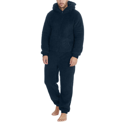 Herrenmode-Thermo-Plüsch-Overall mit Reißverschluss, Thermo-Pyjama